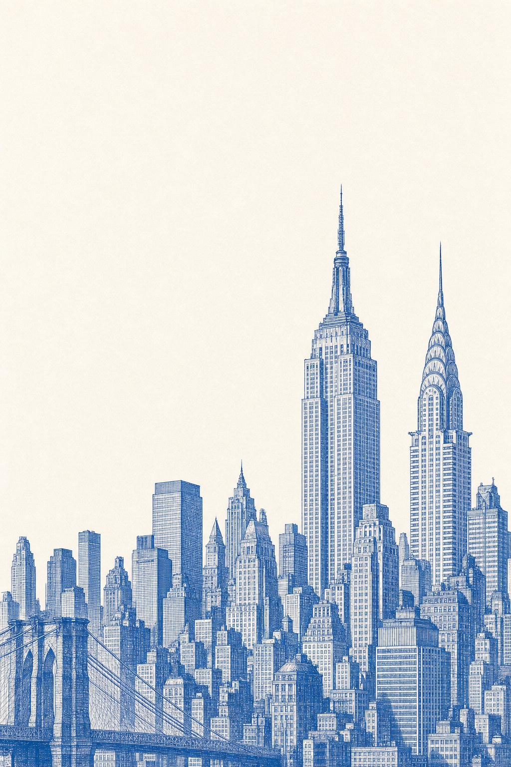Fine-line illustration of the Manhattan skyline